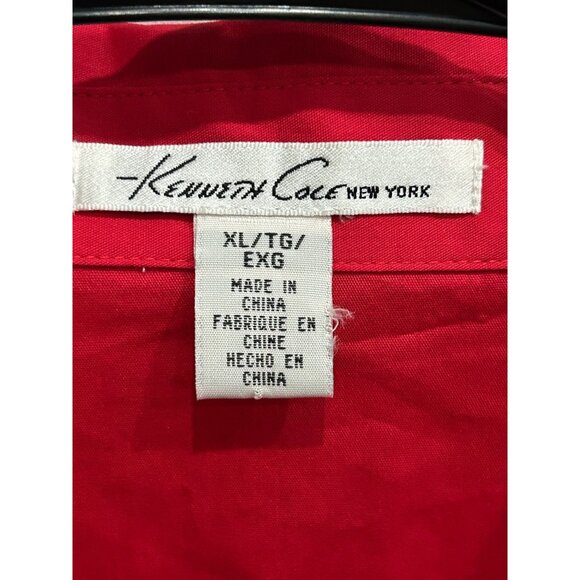 Kenneth Cole Womens Red Long Sleeve Button-Up Shirt Sz XL - Picture 5 of 8